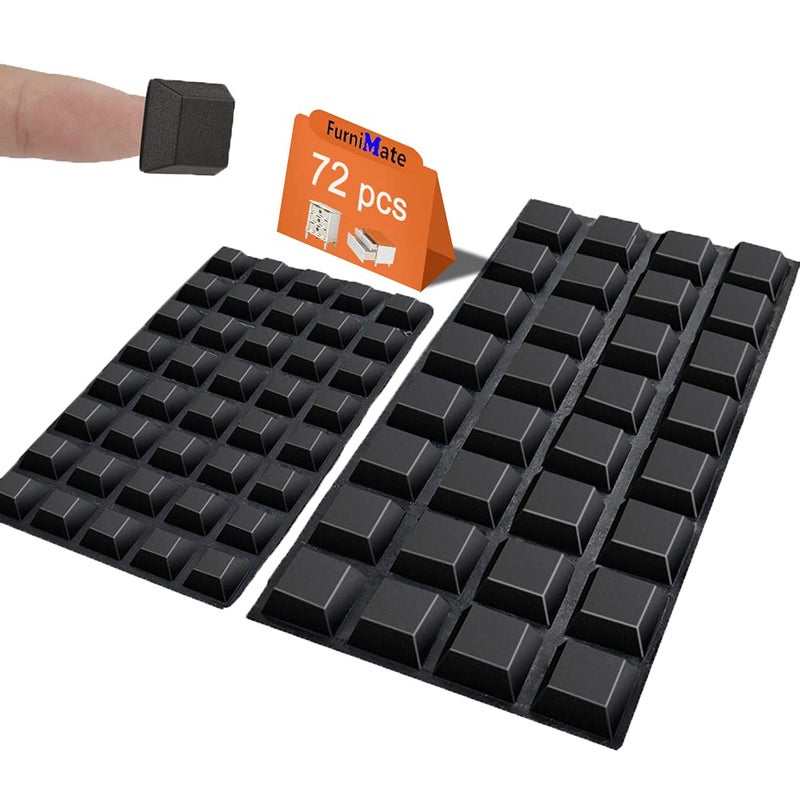 FURNIMATE Black Rubber Feet 72PCS Self Adhesive Rubber Feet Black Bumper Pads Square Bumpers for Electronics Speakers Computers Keyboard PS4 - Image 1